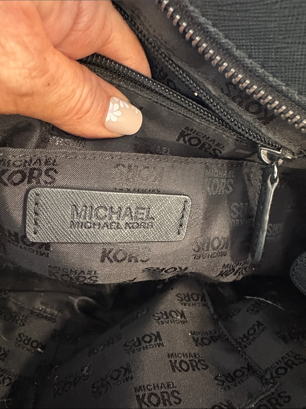 Michael Kors Black Studded Tote with Pom Key Charm - Picture 4 of 4